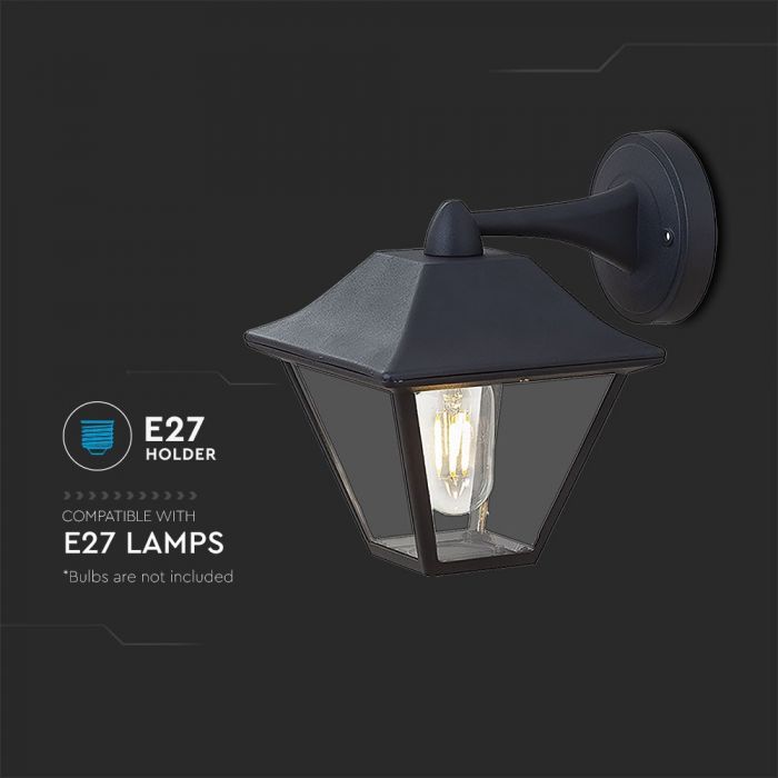 LED GARDEN WALL LIGHT E27 IP44 235X225 FACING DOWN