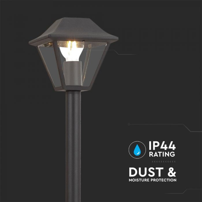 LED POLE 1XE27 LAMP MAT BLACK CLEAR COVER 175X950 IP44