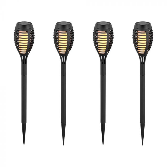 LED SOLAR FLAME STICK LIGHT SET 4Pcs 1W WW 5lm 300° 10X10X65 IP44 PC
