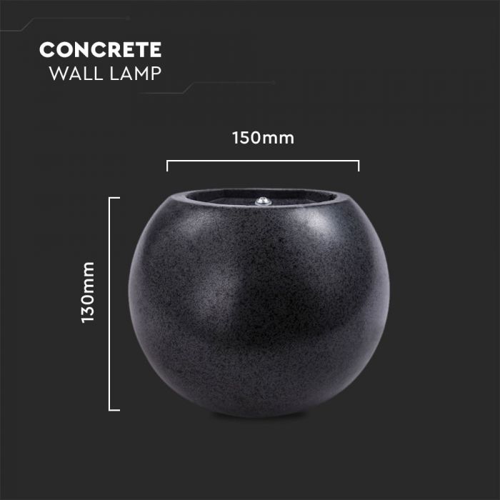 LED WALL LIGHT DARK GREY ROUND G9 15X13X13 CONCRETE