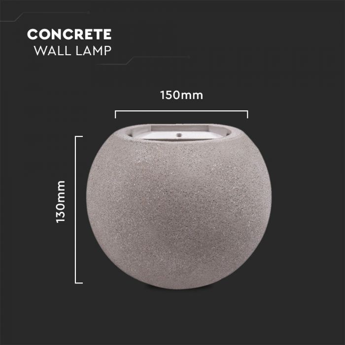 LED WALL LIGHT LIGHT GREY ROUND G9 15X13X13 CONCRETE