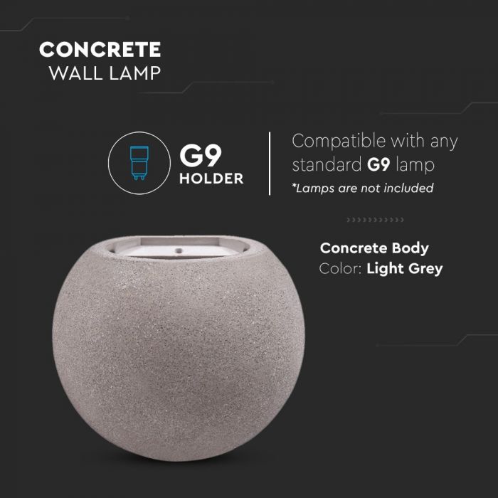 LED WALL LIGHT LIGHT GREY ROUND G9 15X13X13 CONCRETE