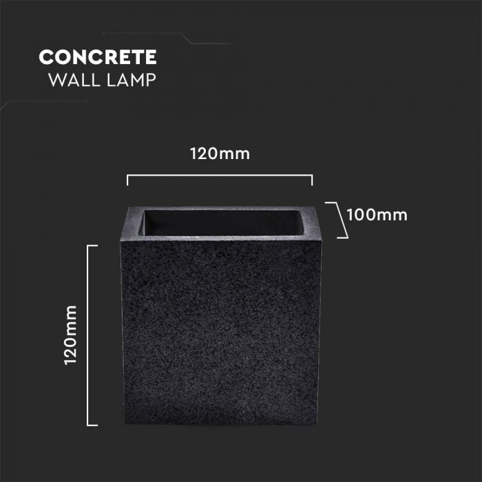 LED WALL LIGHT DARK GREY SQUARE G9 12X12X10 CONCRETE