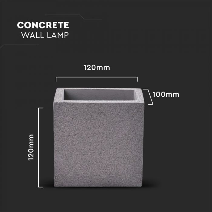 LED WALL LIGHT LIGHT GREY SQUARE G9 12X12X10 CONCRETE