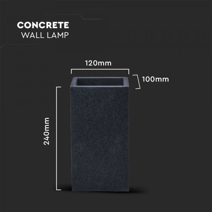 LED WALL LIGHT DARK GREY 2XG9 24X12X10 CONCRETE