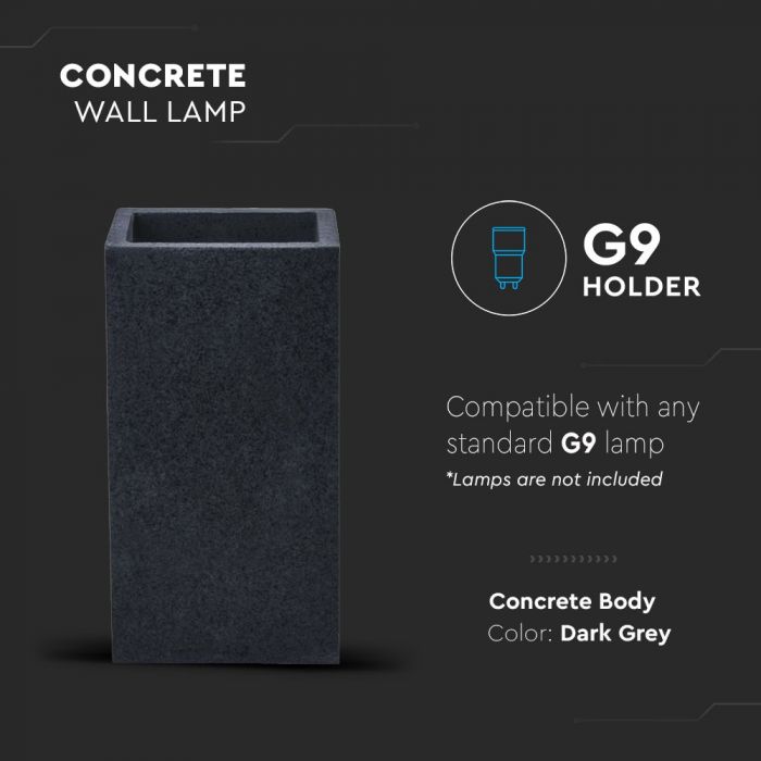 LED WALL LIGHT DARK GREY 2XG9 24X12X10 CONCRETE