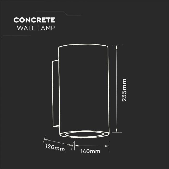 LED WALL LIGHT DARK GREY 2XGU10 24X14X12 CONCRETE