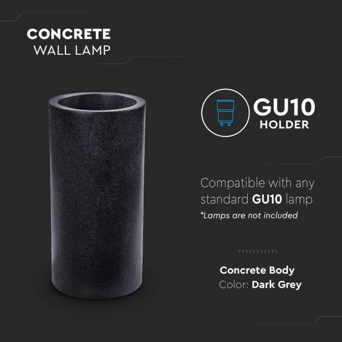 LED WALL LIGHT DARK GREY 2XGU10 24X14X12 CONCRETE