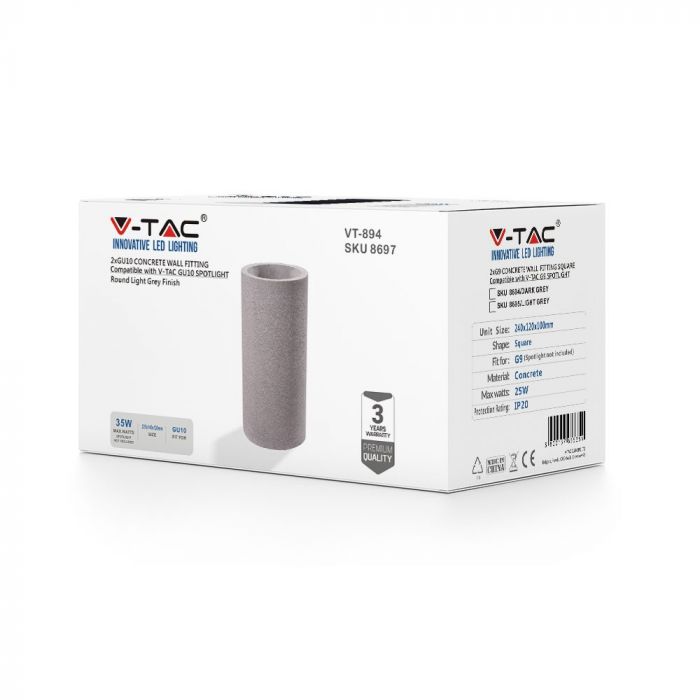 LED WALL LIGHT LIGHT GREY 2XGU10 24X14X12 CONCRETE