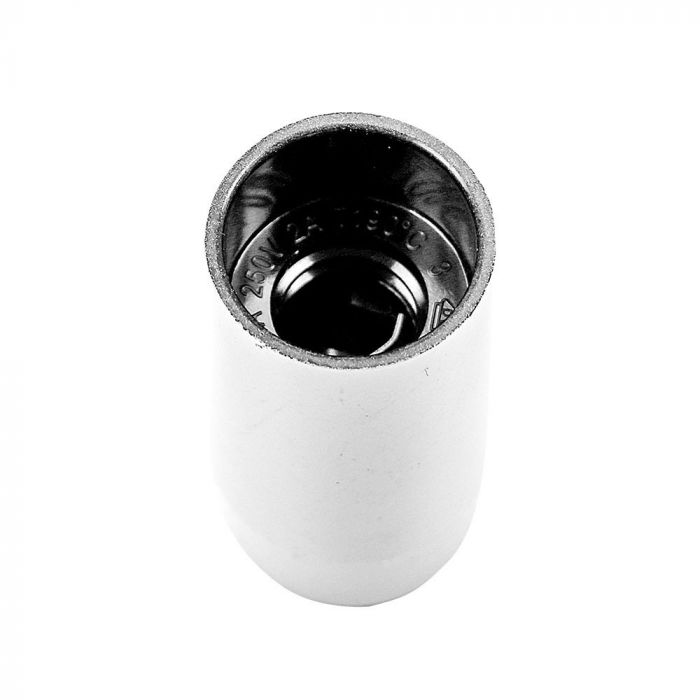 E14 LAMP HOLDER BACKELITE (POLYBAG WITH CARD) 26.8X53.6 WHITE