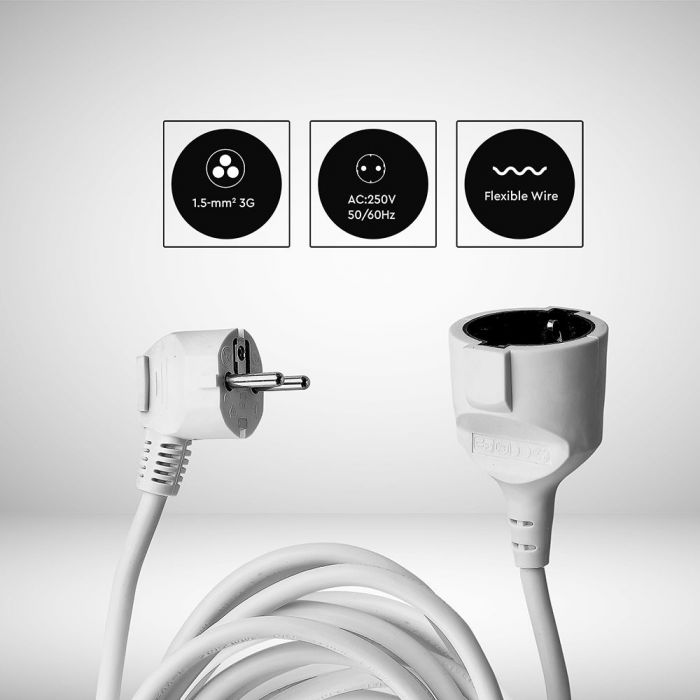 EXTENSION CABLE (3G1.5MM2X10M) WHITE