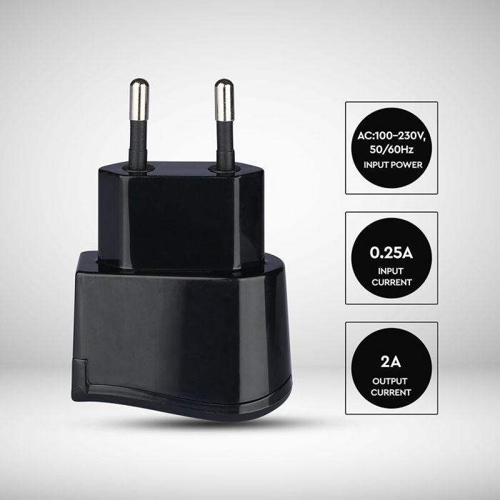 USB TRAVEL ADAPTOR 2A BLACK