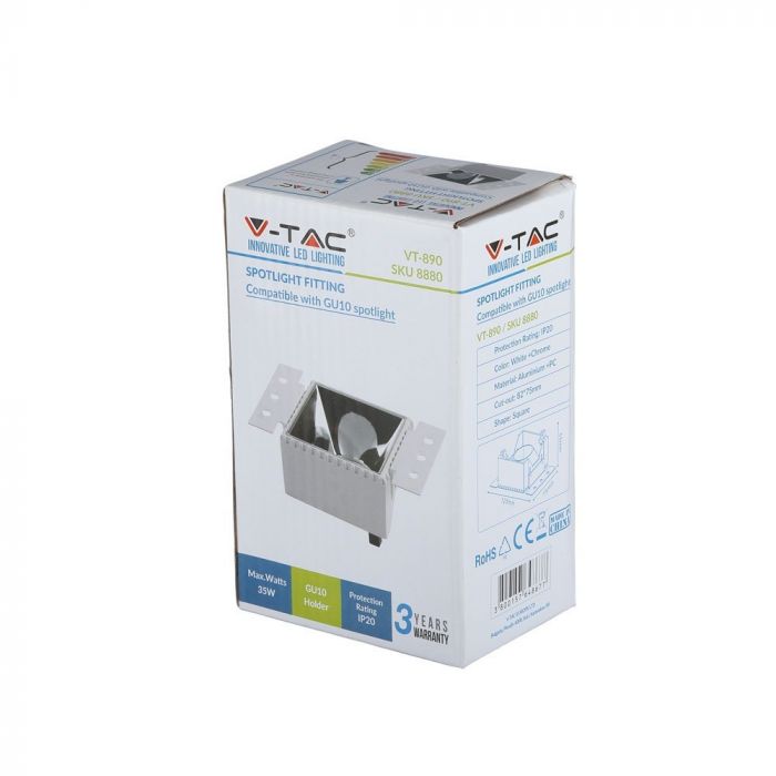 LED BRACKET SQUARE WHITE+CHROME REFLECTOR 128X75X55 (79X75/85/75)