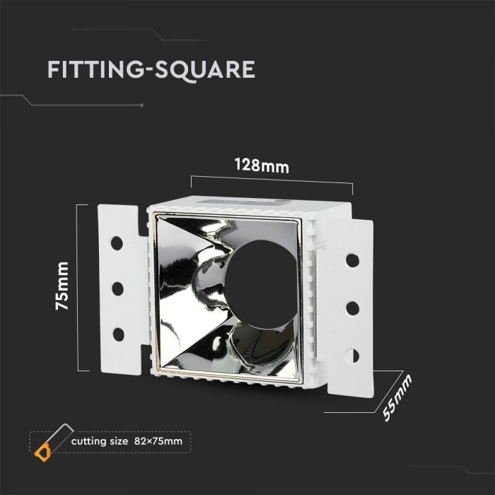 LED BRACKET SQUARE WHITE+CHROME REFLECTOR 128X75X55 (79X75/85/75)