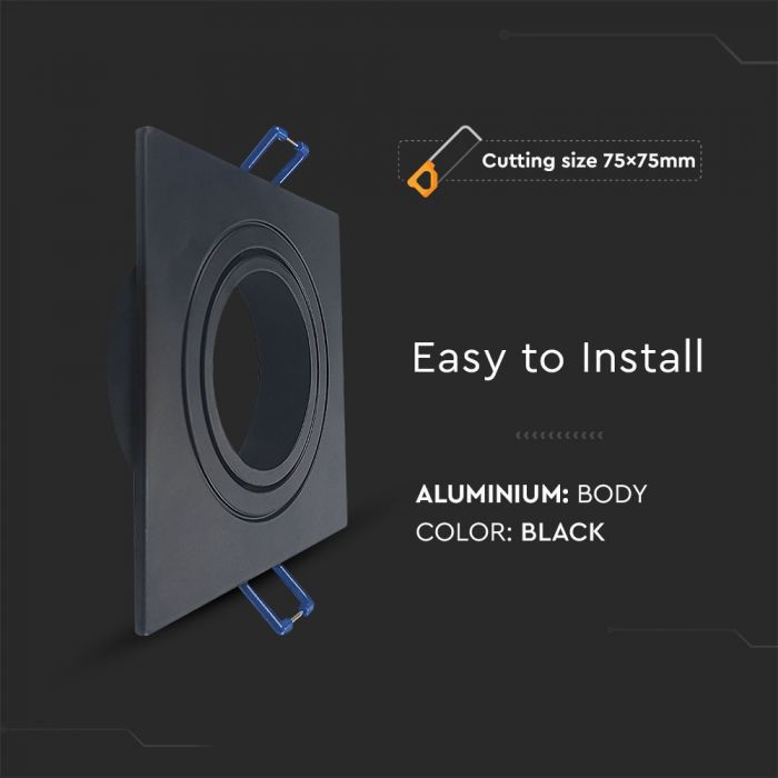 LED BRACKET GU10 FITTING SQUARE BLACK 91X25mm (75mm)