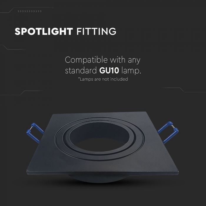 LED BRACKET GU10 FITTING SQUARE BLACK 91X25mm (75mm)