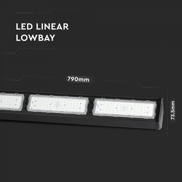 LED LINEAR HIGHBAY 150W CW 120° 18000lm 798X130X96 IP54 IK07 BLACK SAMSUNG CHIP A++