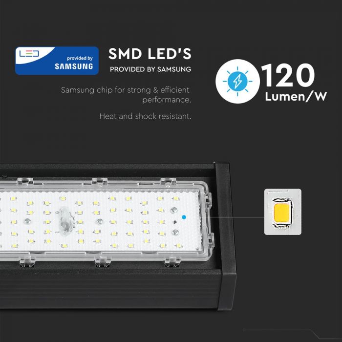 LED LINEAR HIGHBAY 150W CW 120° 18000lm 798X130X96 IP54 IK07 BLACK SAMSUNG CHIP A++