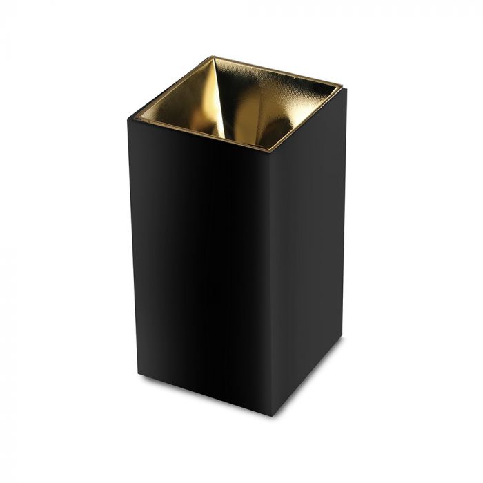 LED SURFACE GU10 FITTING ALUMINIUM SQUARE 74X74X140 BLACK+ GOLD