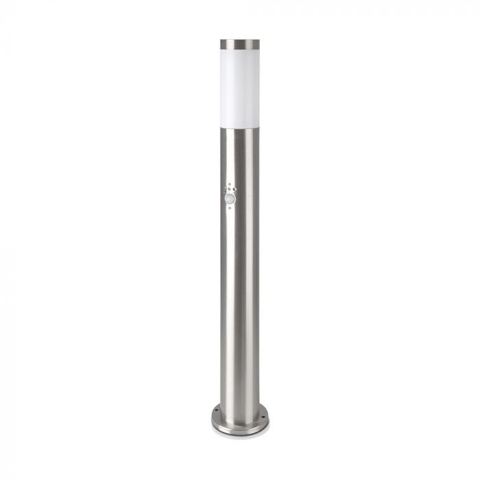 LED BOLLARD E27 LAMP STAINLESS STEEL 76X110X800 IP44 SN SENSOR