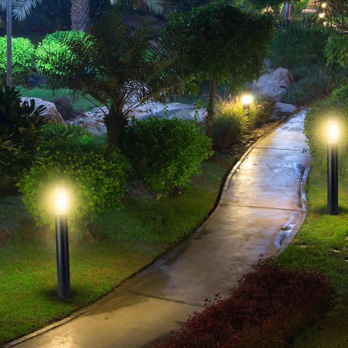 LED BOLLARD E27 LAMP STAINLESS STEEL 76X110X800 IP44 GREY
