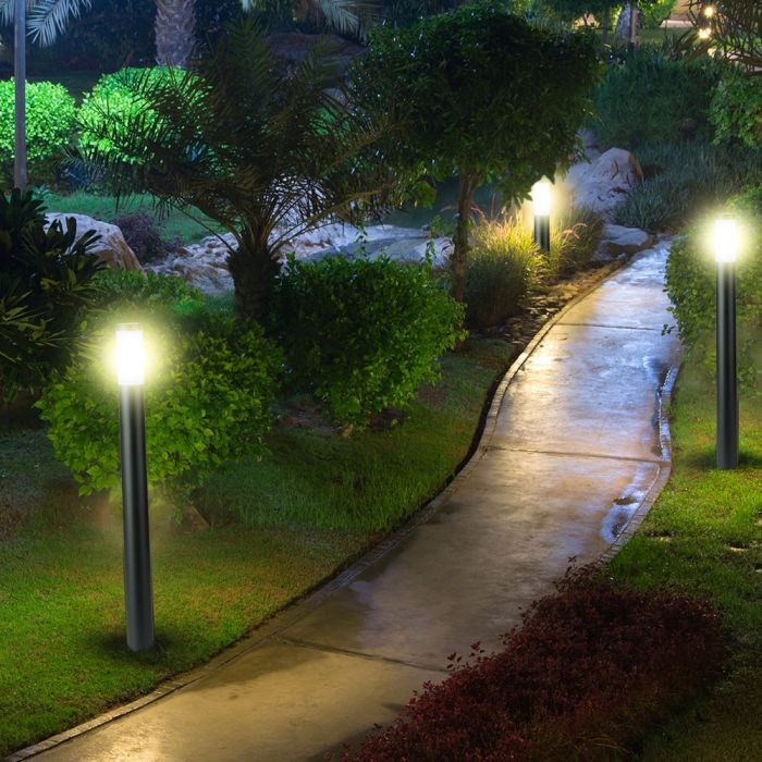 LED BOLLARD E27 LAMP STAINLESS STEEL 76X110X1100 IP44 GREY