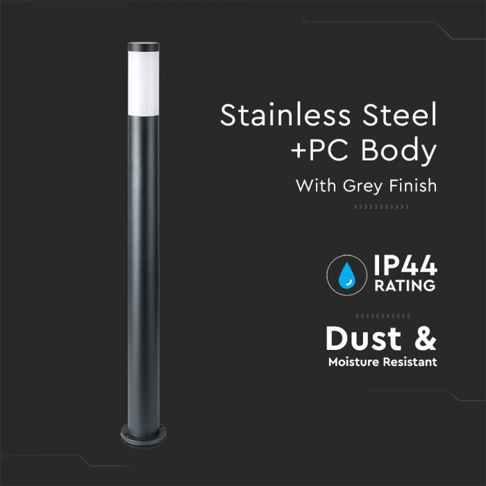 LED BOLLARD E27 LAMP STAINLESS STEEL 76X110X1100 IP44 GREY