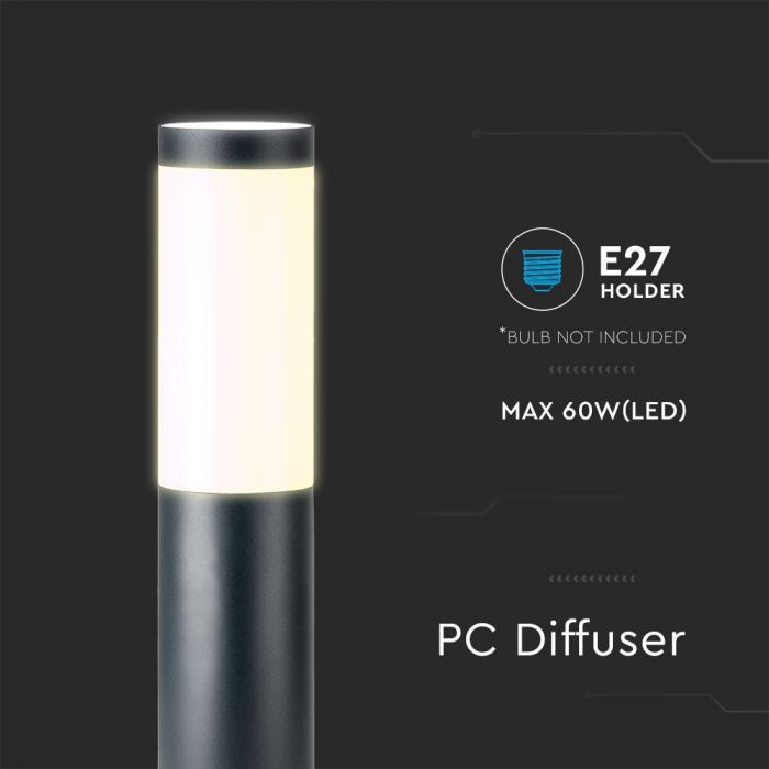 LED BOLLARD E27 LAMP STAINLESS STEEL 76X110X1100 IP44 GREY