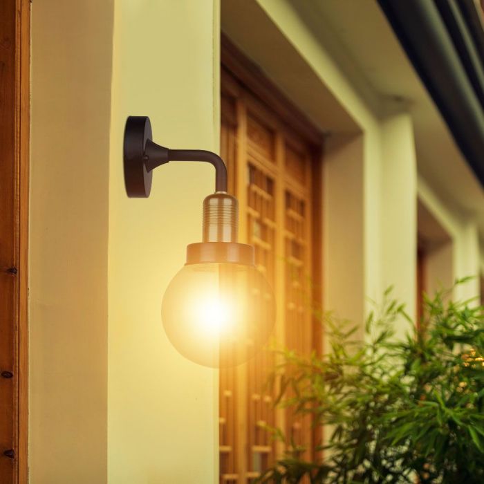 LED WALL E27 LAMP MAT BLACK DOWN 150X355X170 IP65