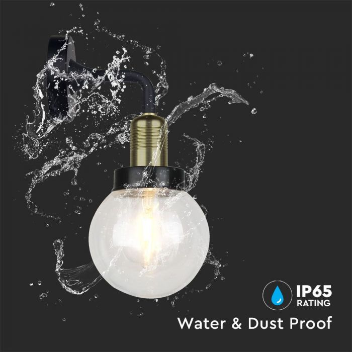 LED WALL E27 LAMP MAT BLACK DOWN 150X355X170 IP65