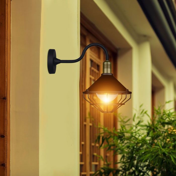 LED WALL E27 LAMP MAT BLACK DOWN 250X365X420 IP65