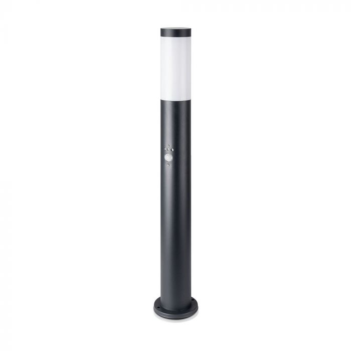 LED BOLLARD E27 LAMP STAINLESS STEEL 76X110X800 IP44 BLACK SENSOR