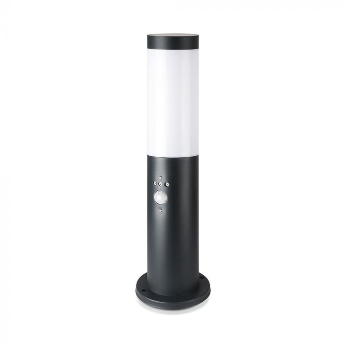 LED BOLLARD E27 LAMP STAINLESS STEEL 76X110X450 IP44 BLACK SENSOR