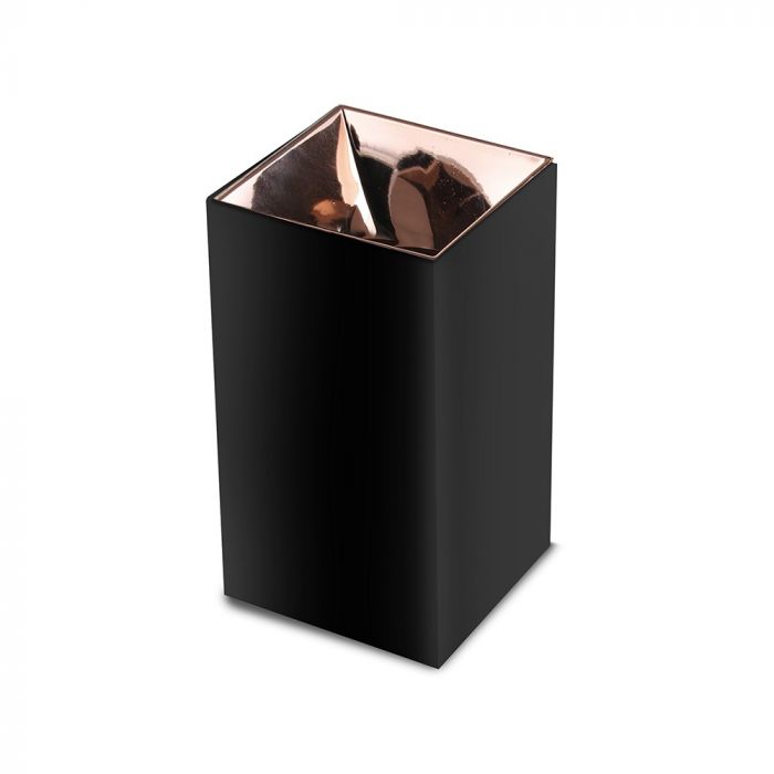 LED SURFACE GU10 FITTING ALUMINIUM SQUARE 74X74X140 BLACK+ ROSE GOLD