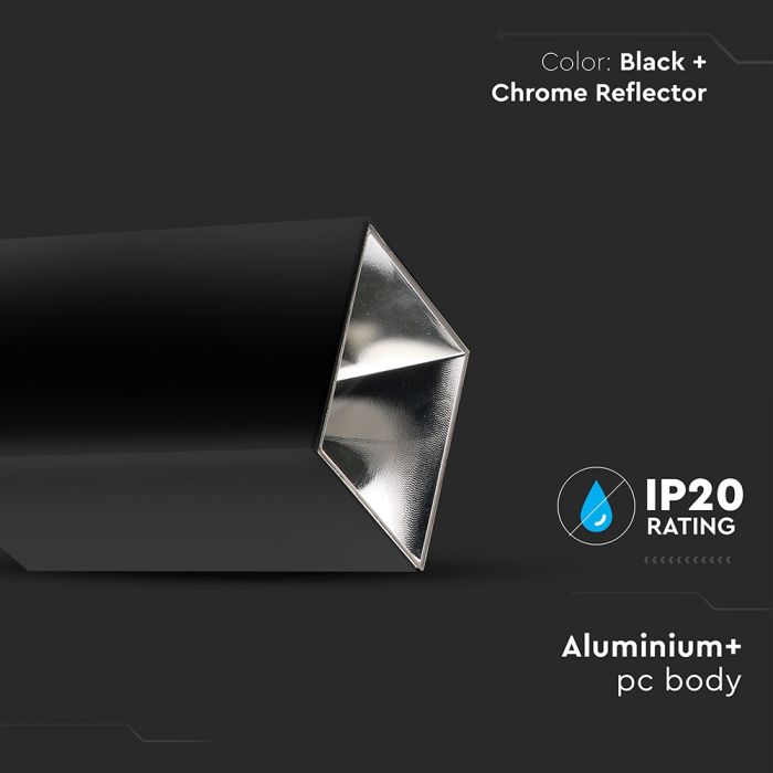 LED SURFACE GU10 FITTING ALUMINIUM SQUARE 74X74X140 BLACK+CHROME