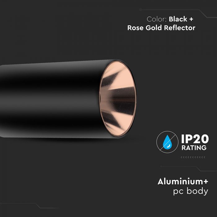 LED SURFACE GU10 FITTING ALUMINIUM ROUND 80X140 BLACK+ROSE GOLD