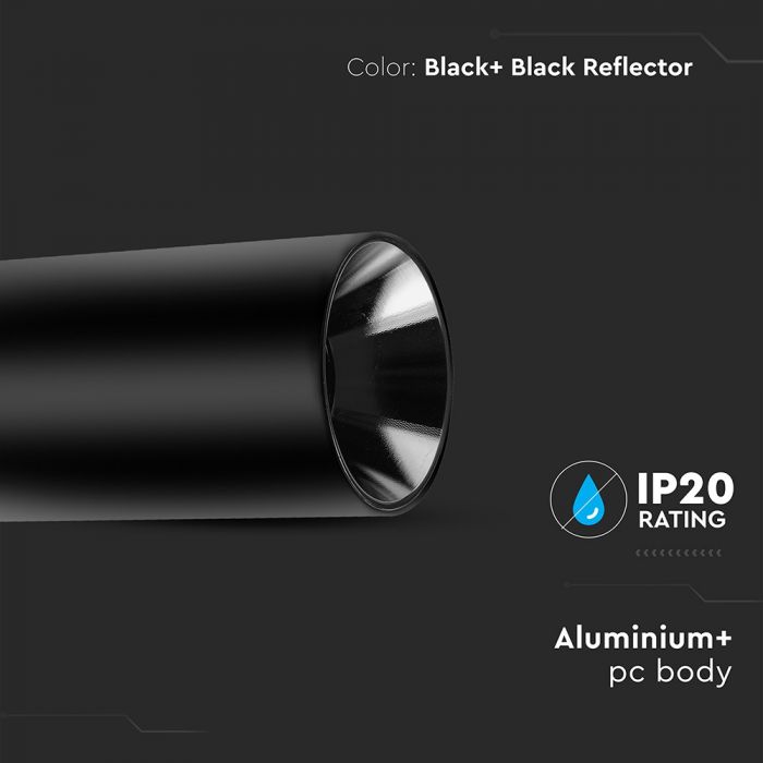 LED SURFACE GU10 FITTING ALUMINIUM ROUND 80X140 BLACK+BLACK