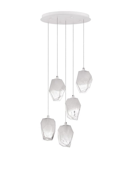 LED CHANDELIER LIGHT ICE Gradient White Colour Glass & White Metal G9x5 39x180cm