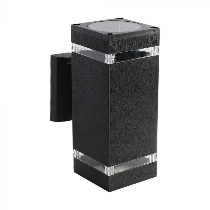 LED WALL FITTING SQUARE BLACK PC E27x2 91X150X228 IP44