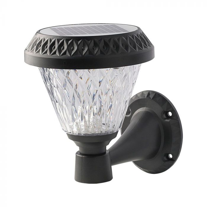 LED SOLAR WALL LAMP with RF Control CCT:3in1 75Lm 90° 16x23 BLACK BODY IP65