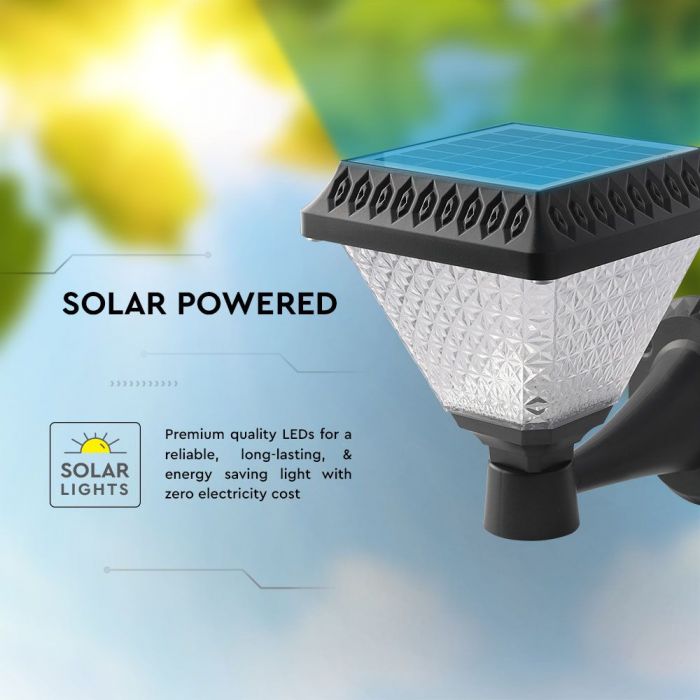 LED SOLAR WALL LAMP SQUARE with RF Control CCT:3in1 75Lm 90° 16x23 BLACK BODY IP65
