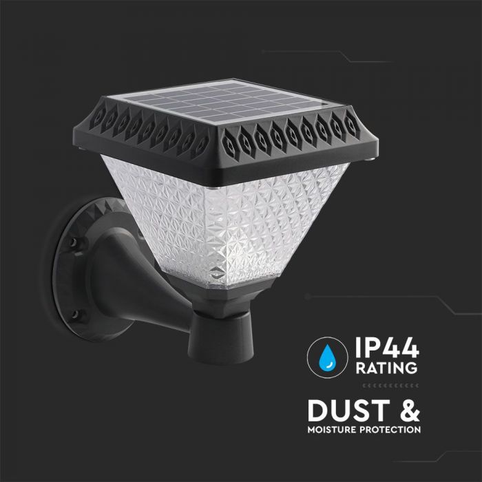 LED SOLAR WALL LAMP SQUARE with RF Control CCT:3in1 75Lm 90° 16x23 BLACK BODY IP65