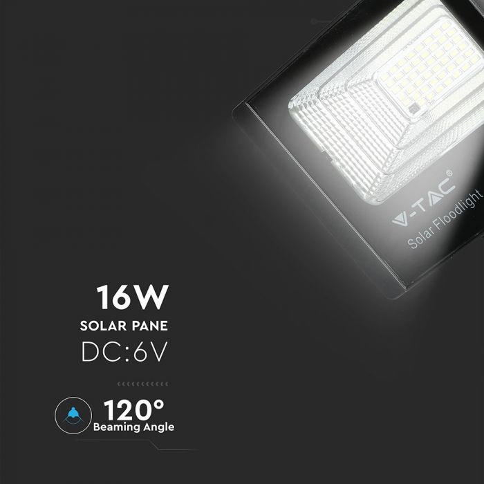 LED SOLAR FLOOD LIGHT 16W CW 1050lm 120° 247X65X210 IP65 BLACK