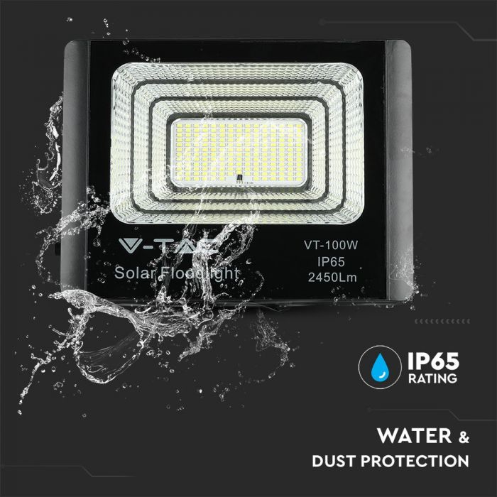 LED SOLAR FLOOD LIGHT 35W CW 2450lm 120° 325X85X280 IP65 BLACK