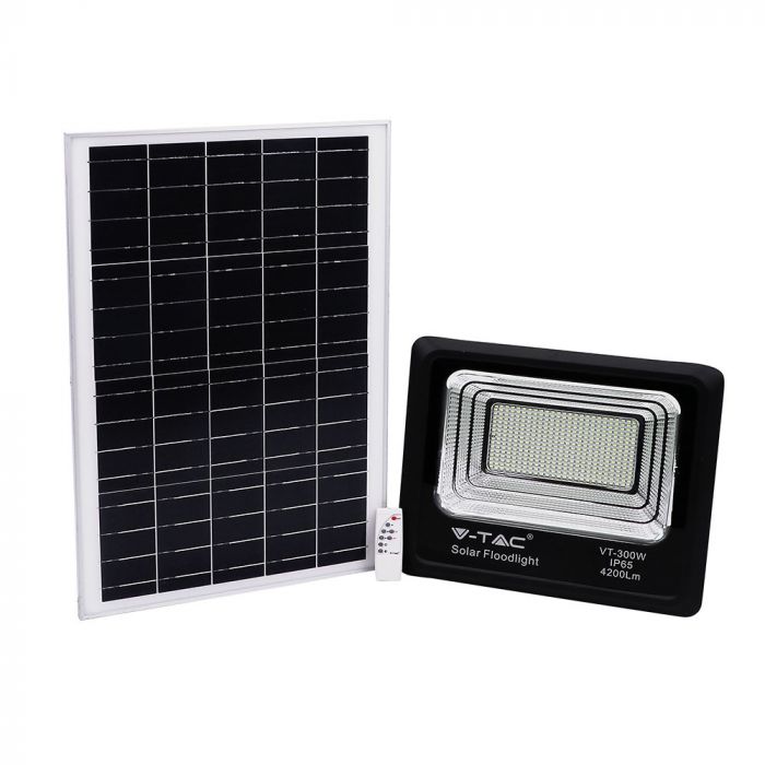 LED SOLAR FLOOD LIGHT 50W CW 4200lm 120° 437X90X356 IP65 BLACK