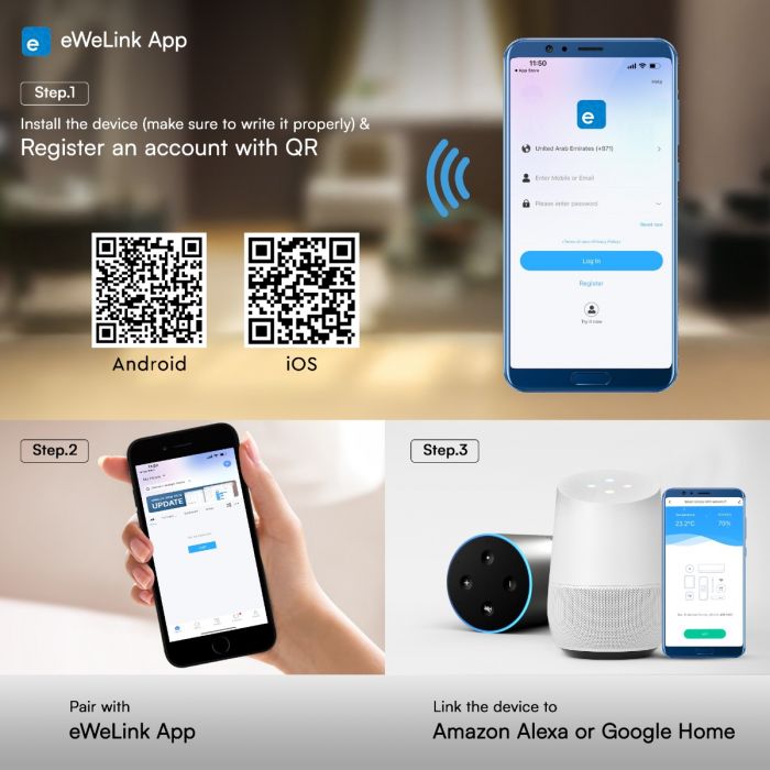 WIFI ONLINE SWITCH COMAPATIBLE WITH Amazon Alexa & Google Home 2200W 10A