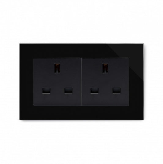 CRYSTAL PG 13A DOUBLE PLUG UNSWITCHED SOCKET BLACK