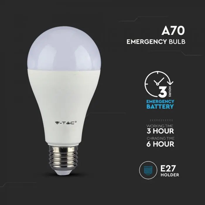 LED Bulb SAMSUNG Chip 9W E27 Emergency 3000K 3 hrs Battery