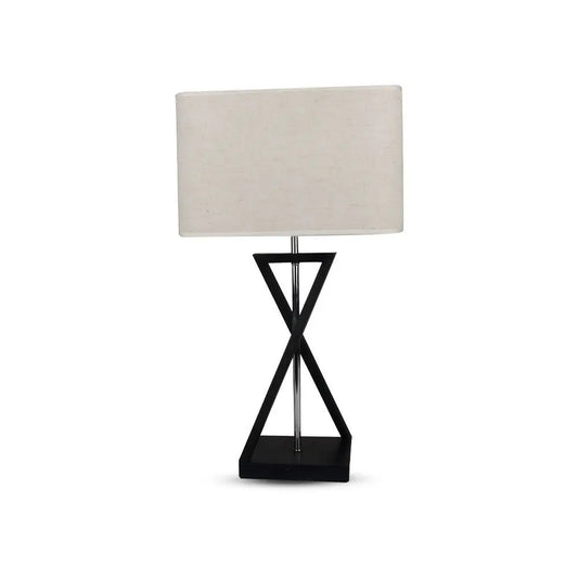 Designer Table Lamp E27 Ivory Shade Black Base Switch Square