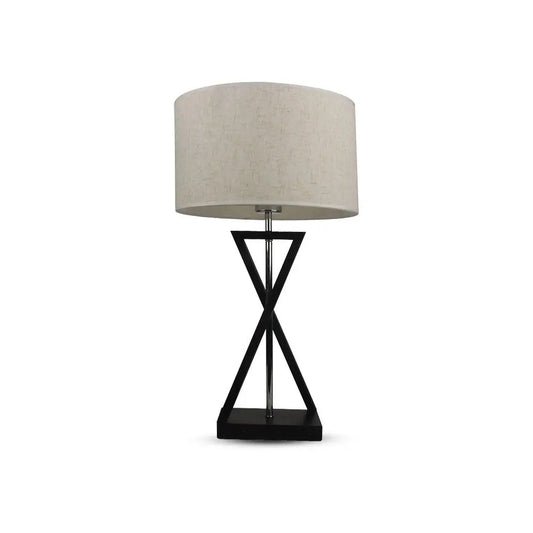 Designer Table Lamp E27 Ivory Shade Black Base Switch Round